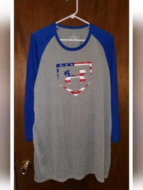 Under Armour Plate Logo Baseball T Shirt Sz 2xl